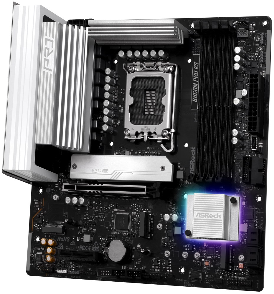 ASRock B860M Pro RS / Intel B860 / LGA1851 / 4x DDR5 / 3x M.2 / HDMI / DP / USB-C / mATX